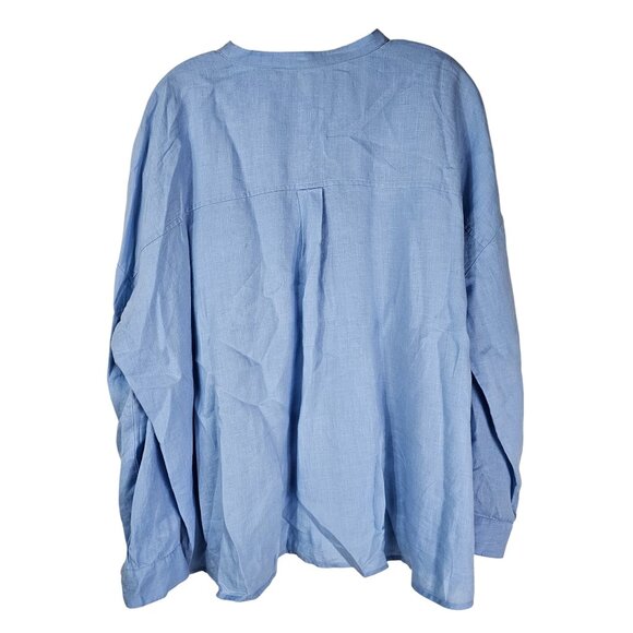Eileen‎ Fisher Organic Linen Button-Up Shirt L Light Blue Ethical Lagenlook - Picture 2 of 9